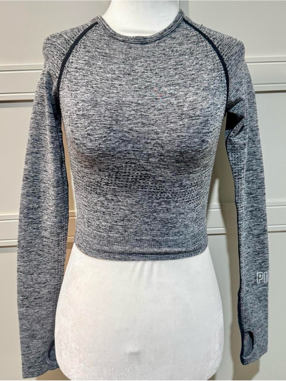 PINK Victoria's Secret Gray Marled Muscle Tee Crop Top
